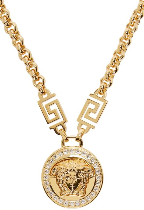 versace gold round medusa pendant necklace|versace medusa medallion necklace.